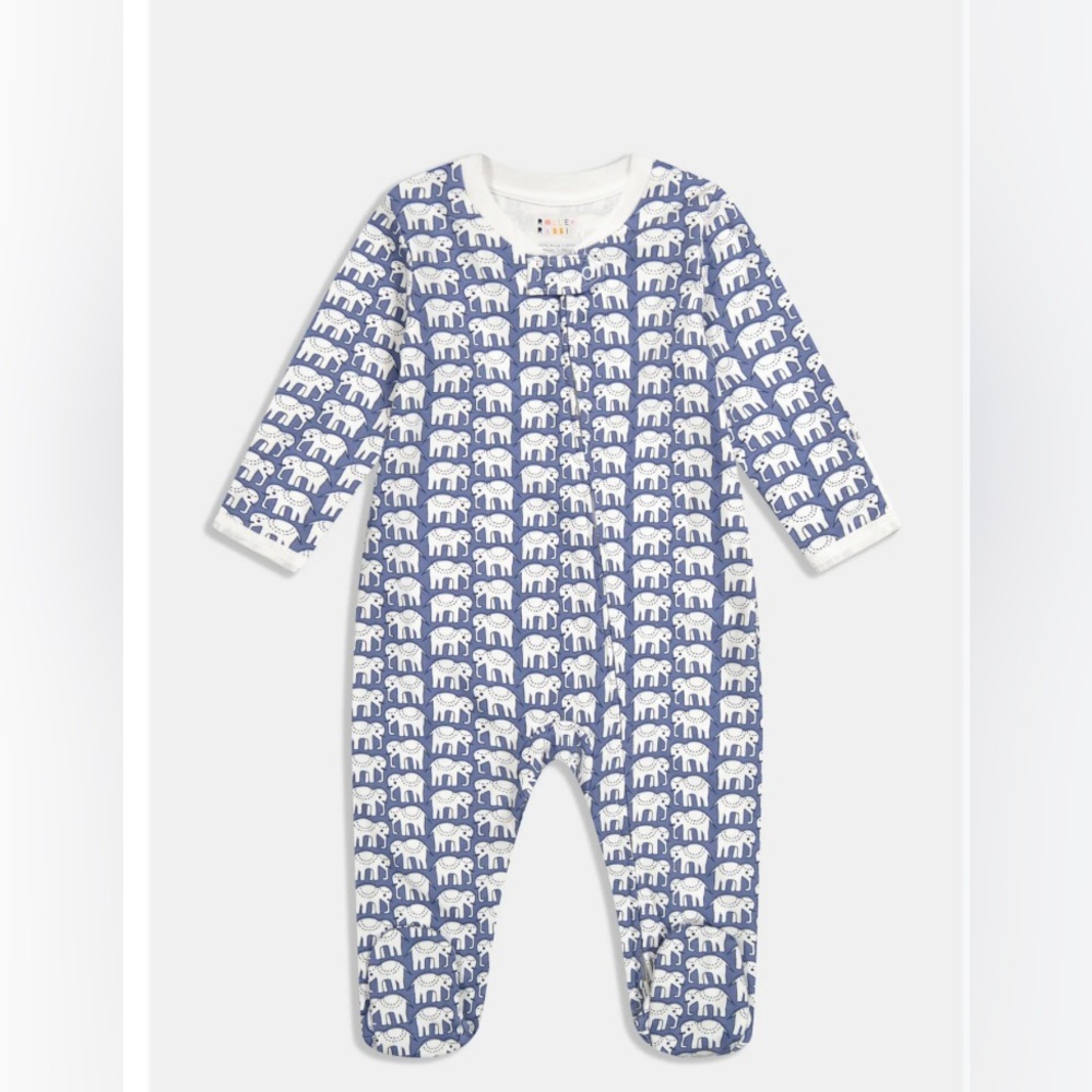 💙Roller Rabbit💙Infant Hathi Zipper Footie Size 0-3 months